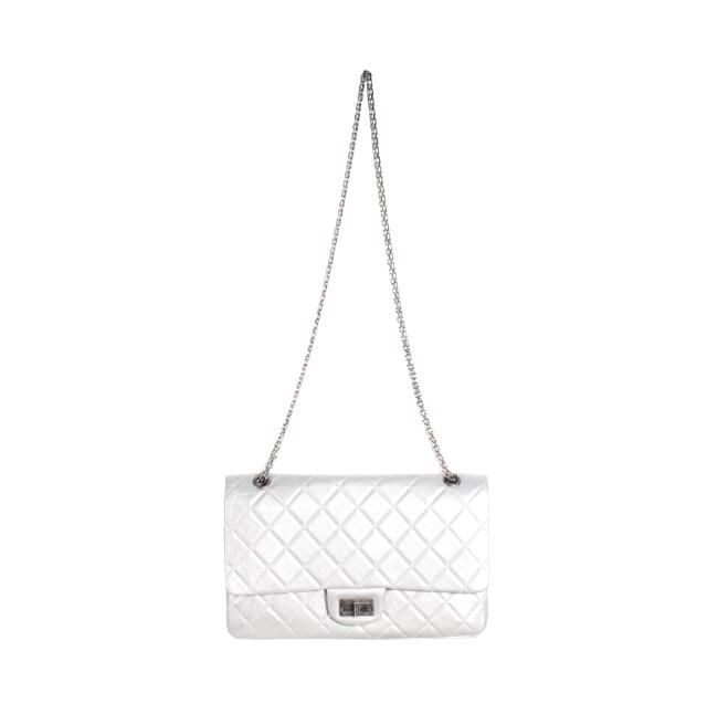  Chanel Silver Large Double Flap Handbag