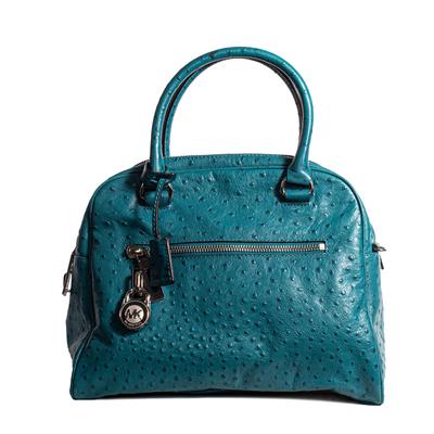 New Michael M Kors Blue Embossed Ostrich Handbag