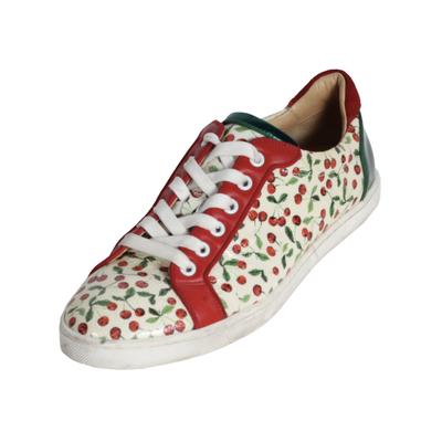 Christian Louboutin Size 40 Red Cherry Lace Up Sneakers