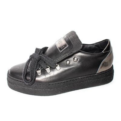 Brunello Cucinelli Size 38.5 Black Leather Sneakers