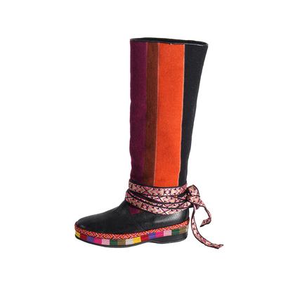 Etro Size 38 Multicolor Shearling Southwestern Boots