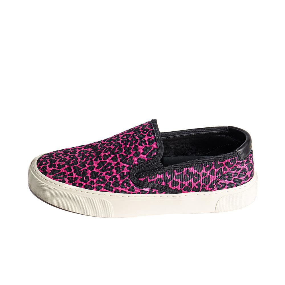  Saint Laurent Size 39.5 Pink Leopard Print Sneakers