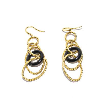 David Yurman Gold Black Onyx Earrings