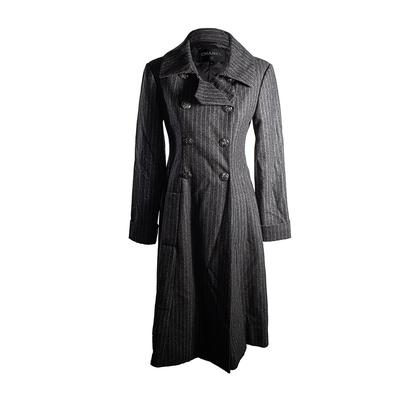Chanel Size 36 Grey Wool Striped Jacket