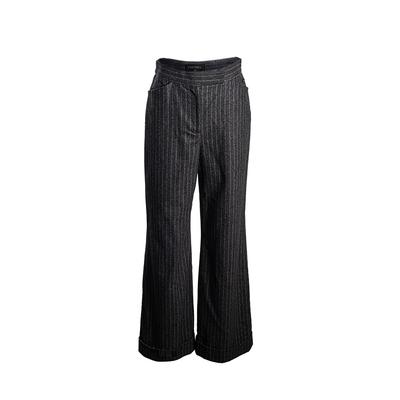 Chanel Size 36 Grey Striped Wool Wide Leg Trousers