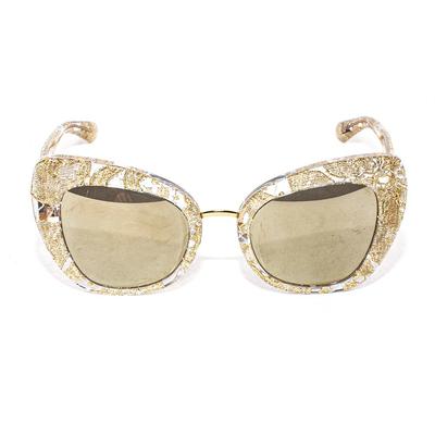 Dolce & Gabbana Gold Lace Cat Eye Sunglasses