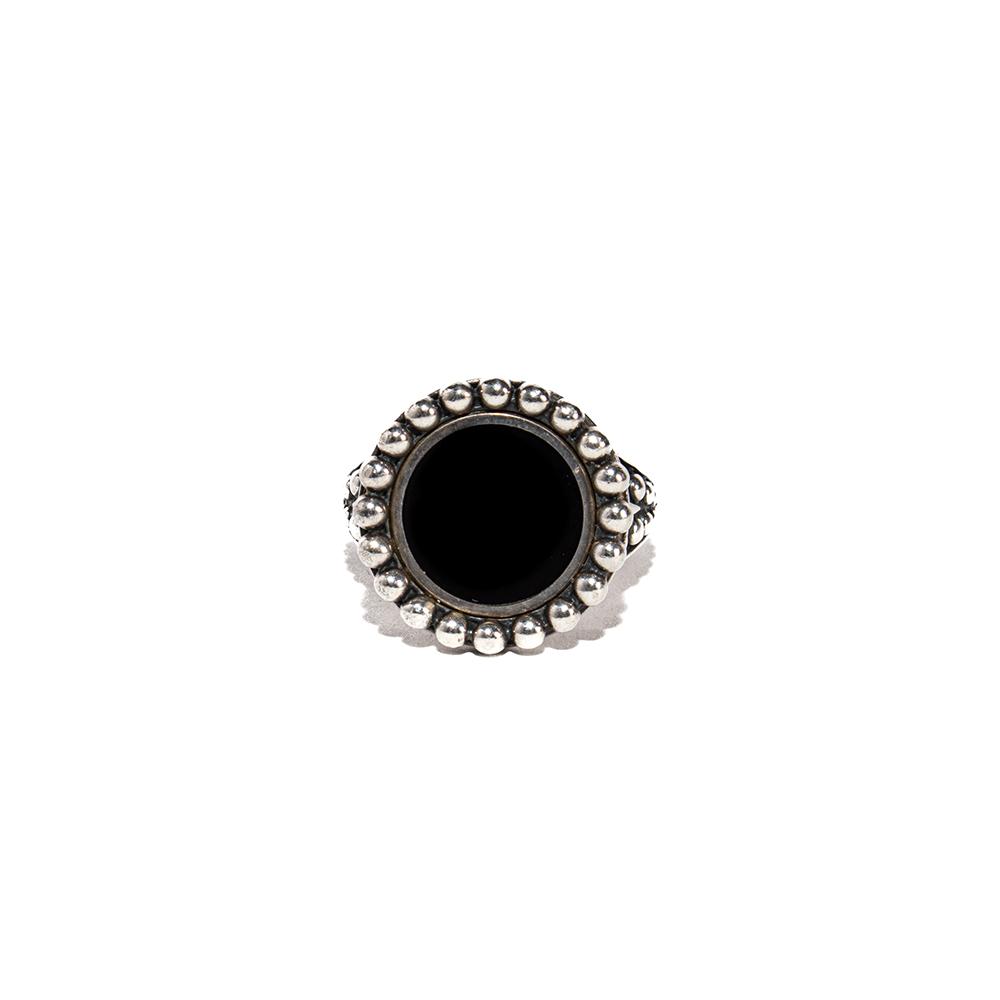  925 Caviar Onyx Size 7 Round Ring
