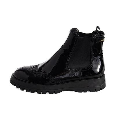 Prada Size 40 Black Wingtip Patent Leather Boots