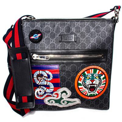 Gucci Black GG Supreme Night Courier Messenger Bag