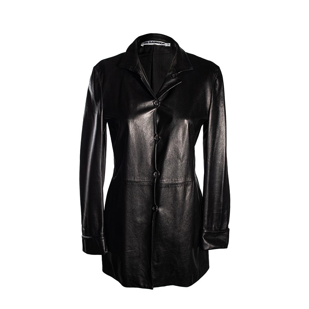  Jil Sander Size 38 Black Leather Jacket