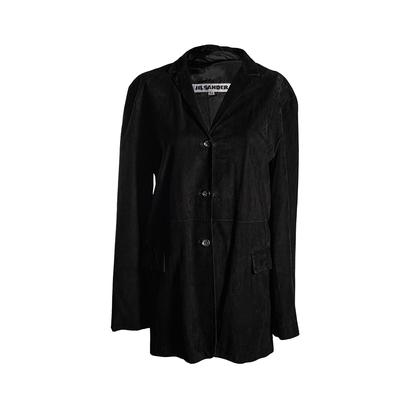 Jill Sander Size 38 Black Suede Leather Jacket