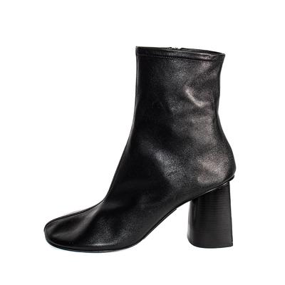 Balenciaga Size 39.5 Black Lambskin Block Heel Boots