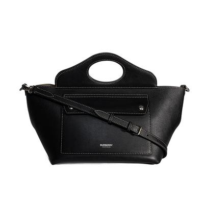 Burberry Black Leather Front pocket Handbag