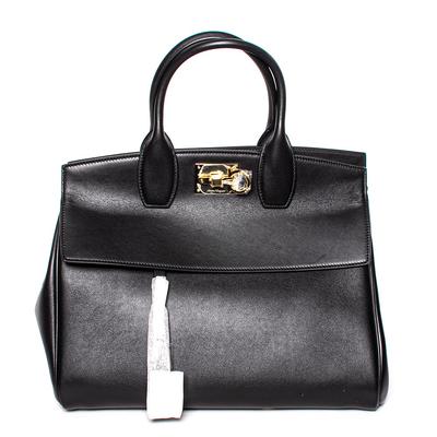 New Salvatore Ferragamo Black Leather Handbag
