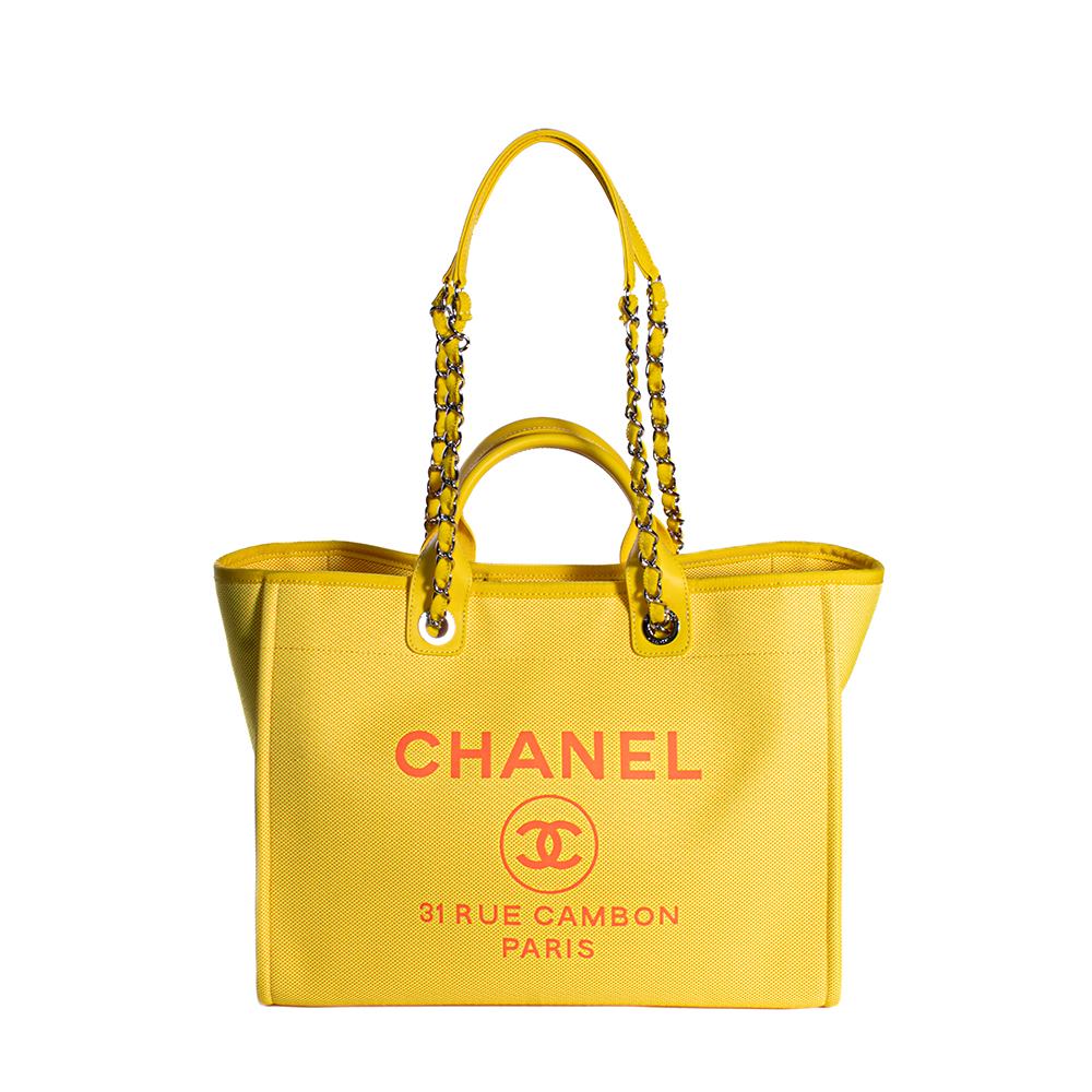 My Sister's Closet  Chanel Chanel Size XL Yellow Neon Canvas Deauville  With Insert