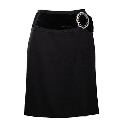Dolce & Gabbana Size 42 Black Crystal Embellished Skirt