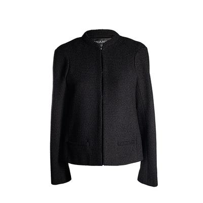 Chanel Size 40 Black Tweed Jacket