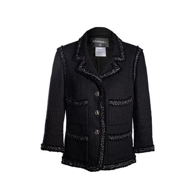  Chanel Size 40 Black Knit Jacket