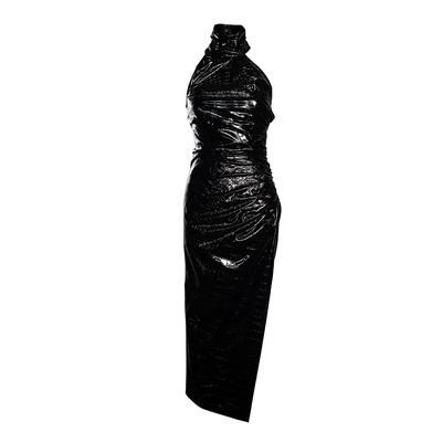 Alaia Size 38 Black Embossed Long Evening Dress 