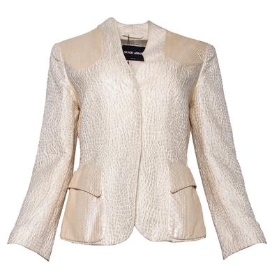 Giorgio Armani Size 44 Cream Faux Snakeskin Jacket