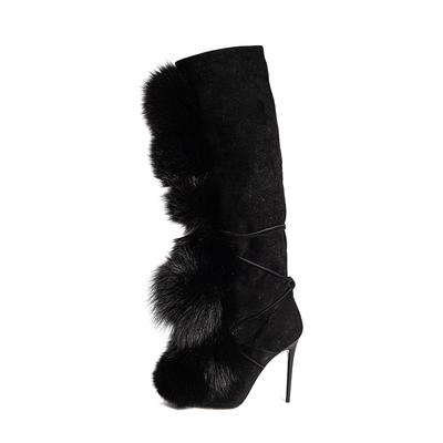 Jimmy Choo Size 36 Black Fox Fur Boots