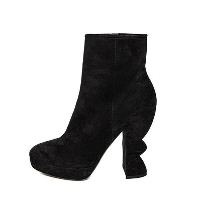 Salvatore Ferragamo Size 9.5 Black Suede Sculpted Heel Boots