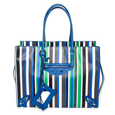 Balenciaga Blue Striped Papier A6 Tote Bag