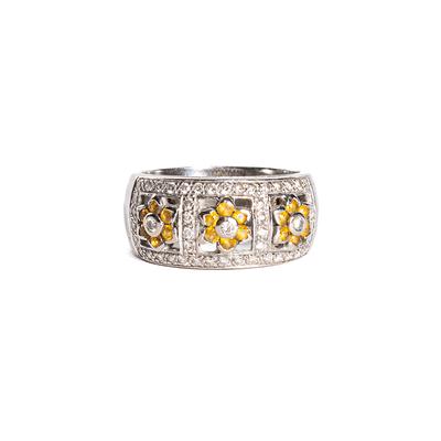 Flower 750 Size 6.5 Diamond White Gold Ring