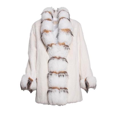 Elan Size Medium White Fox Fur Coat