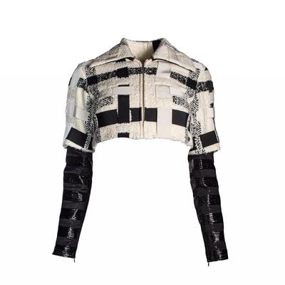 2016 Chanel Size 36 Off White Crop Woven Jacket