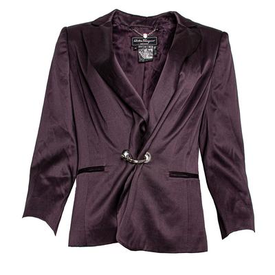 Salvatore Ferragamo Size 46 Purple Silk Jacket