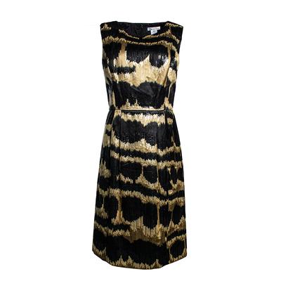 Oscar de la Renta Size 8 Black & Gold Sequin Dress