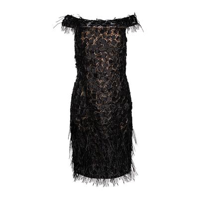 Oscar de la Renta Size 10 Black Feather Dress
