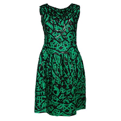 Oscar de la Renta Size 10 Black & Green Dress