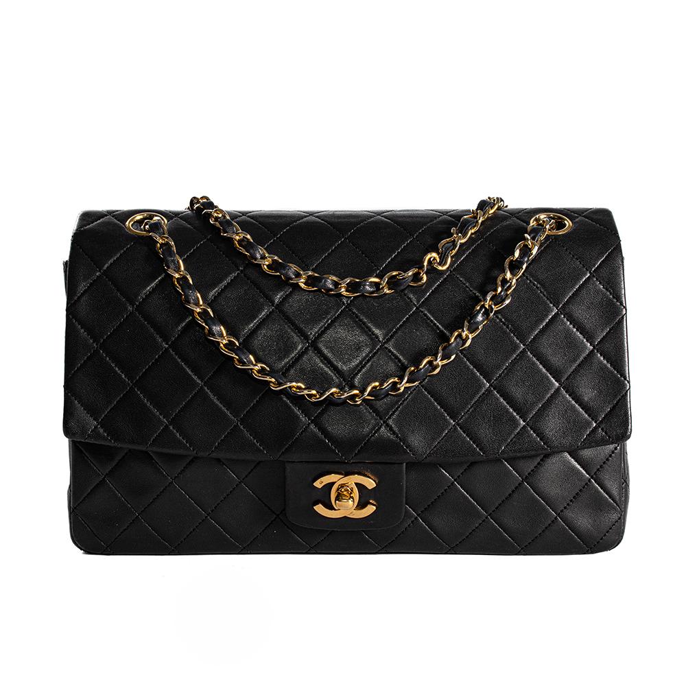My Sister's Closet  Chanel Chanel Size Medium Black Vintage 24KGold  Lambskin Flap Bag
