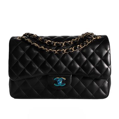 Chanel Size Large Jumbo Black Lambskin Flap Bag