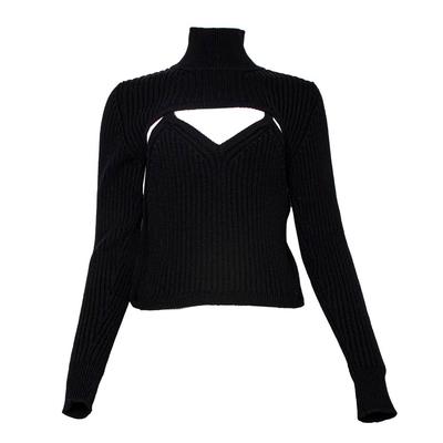 New Rosie Assoulin Size Large Black Thousand-In-One-Ways Turtleneck