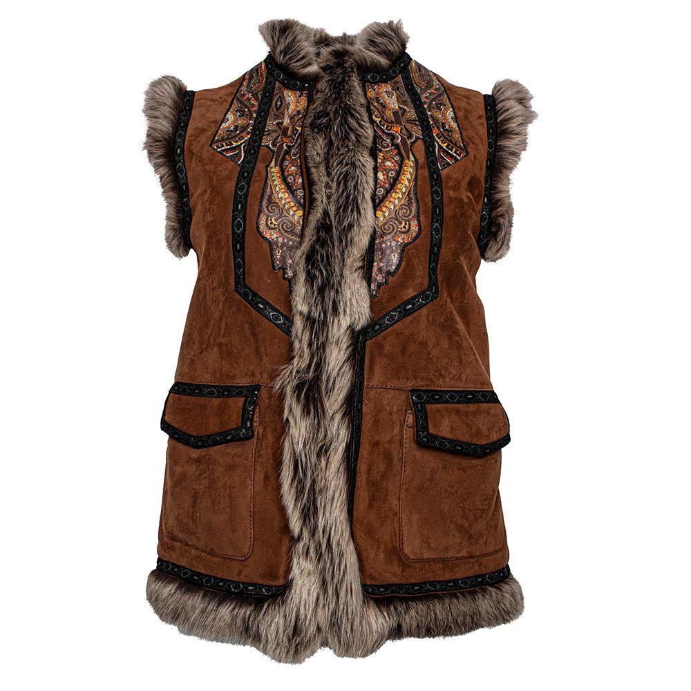  Etro Size 42 Brown Lamb Fur Vest