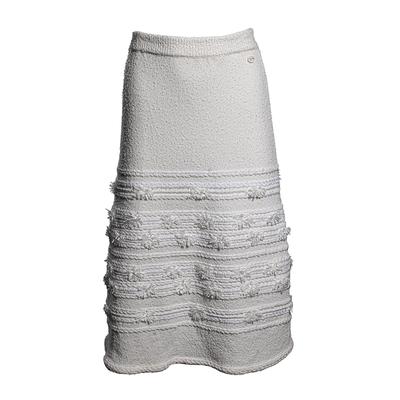 Chanel Size 36 White Knit Braided Skirt