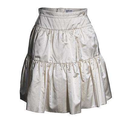 Chanel Size 36 Off White Silk Skirt