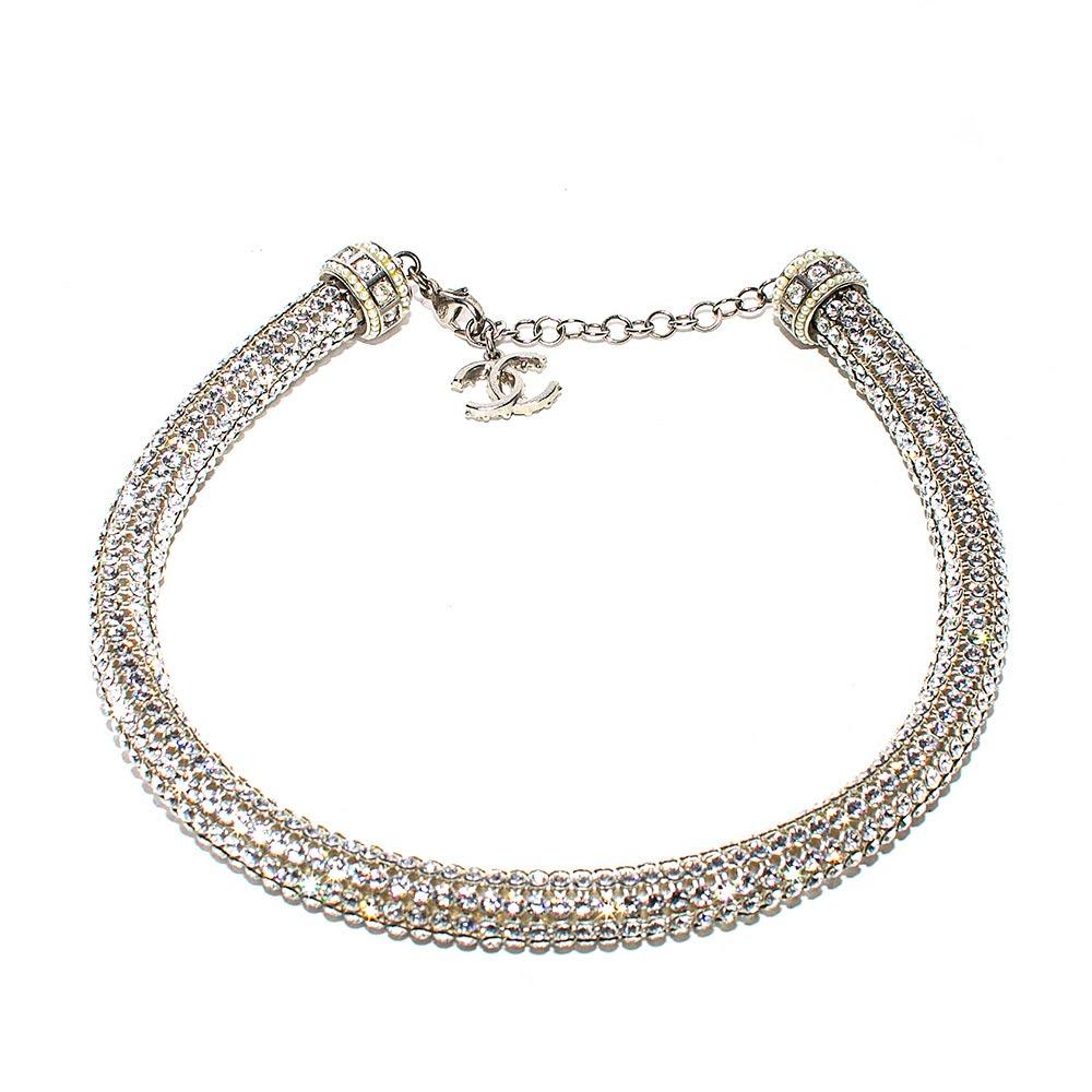 chanel crystal choker necklace