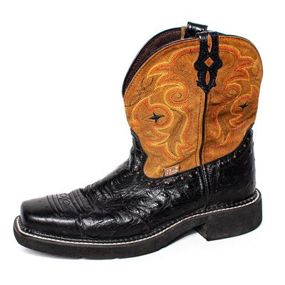Justin Size 9 Brown Ostrich Boots