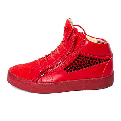 Giuseppe Zanotti Size 41 Red Leather Hi-Top Sneakers