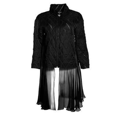 Chanel Size 38 Black Quilted Jacket With Tulle