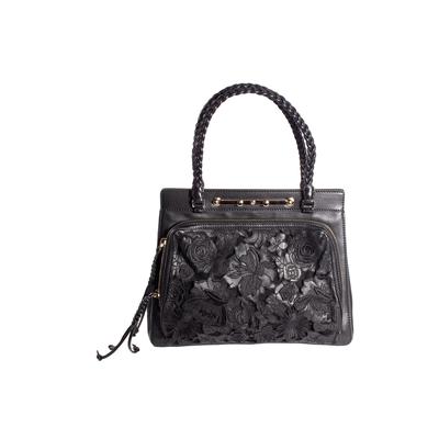 Valentino Black Leather Braided Handbag