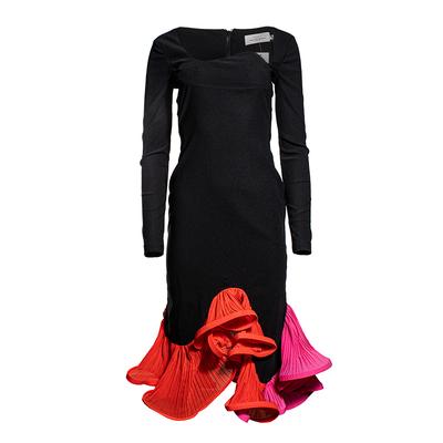 Preen Size Small Black With Pink & Orange Trim Dress