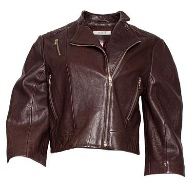 J Brand Size Small Brown Leather Moto Jacket