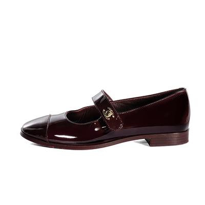 Chanel Size 39 Burgundy Patent Leather Mary Janes Slip Ons