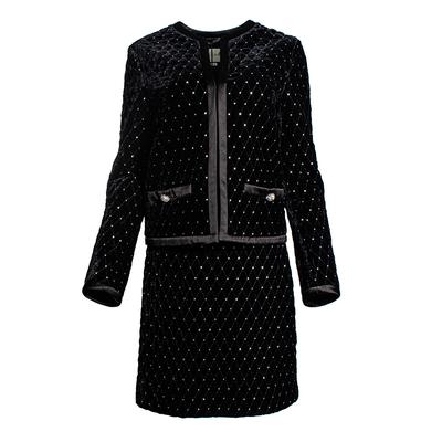 Gucci Size 42 Black Two Piece Sparkle Set Jacket And Skirt