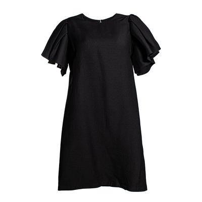Valentino Size 46 Black Flutter Sleeve Dress